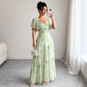 Elegant Butterfly Chiffon Maxi Dress