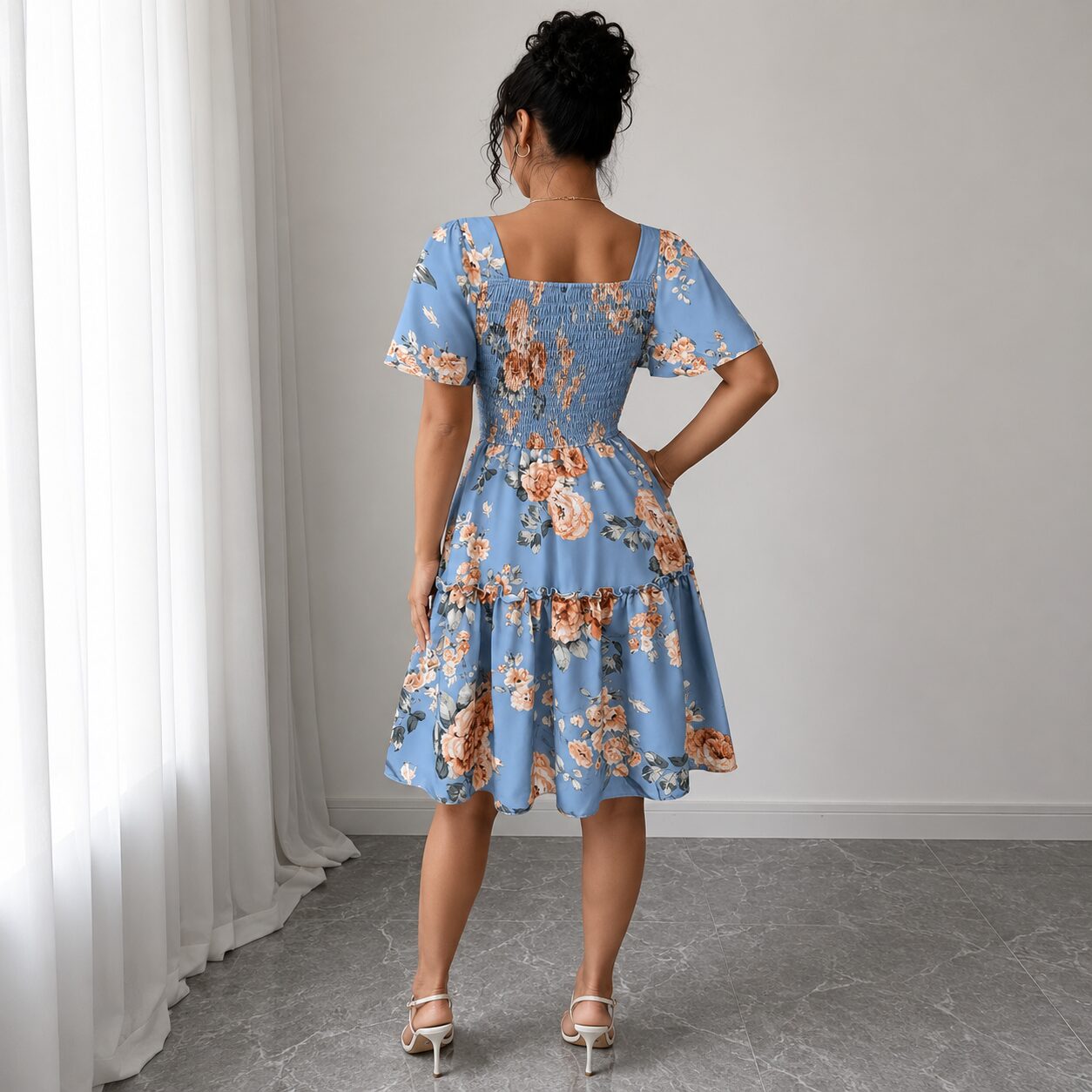 Floral Smocked Mini Dress - Image 2