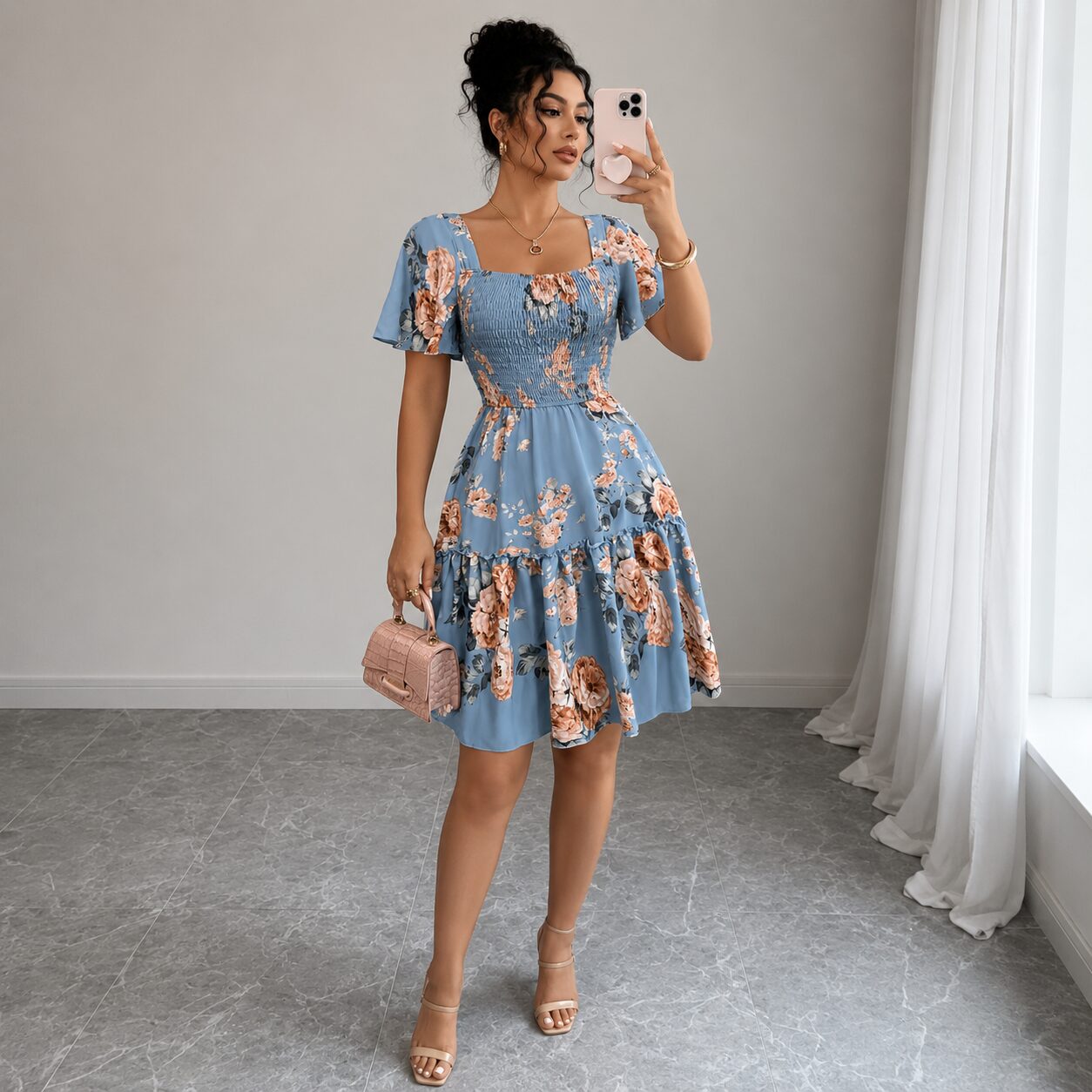 Floral Smocked Mini Dress